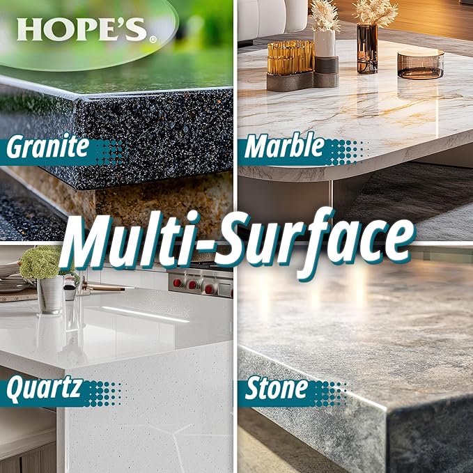 HOPE'S Perfect Quartz Countertop Cleaner, No Hazy Residue, Streak-Free, Safe on Food Contact Surfaces, Fragrance-Free, Sunscreen-Free, Counter Cleaner for All Brands of Quartz, 23 Fl Oz, Pack of 1