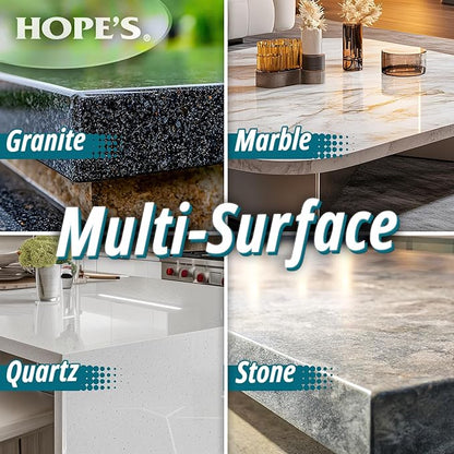 HOPE'S Perfect Quartz Countertop Cleaner, No Hazy Residue, Streak-Free, Safe on Food Contact Surfaces, Fragrance-Free, Sunscreen-Free, Counter Cleaner for All Brands of Quartz, 23 Fl Oz, Pack of 12