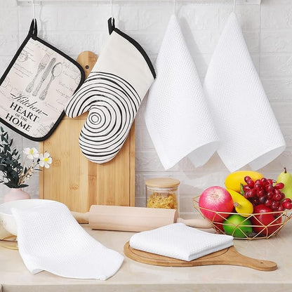 Homaxy 100% Cotton Waffle Weave Kitchen Dish Cloths, Ultra Soft Absorbent Quick Drying Dish Towels, 12 x 12 Inches, 24-Pack, White