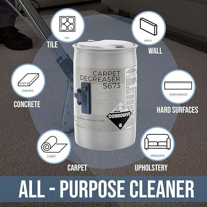 Professional Carpet Degreaser - Heavy Duty Spot Cleaning Liquid - Ultimate Clean Product for Carpet, Car Upholstery, Stain Removal - Superior Cleaning for Spotless Rug, 55 Gallon Drum