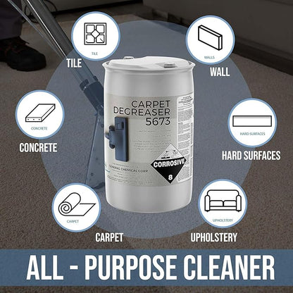 Professional Carpet Degreaser - Heavy Duty Spot Cleaning Liquid - Ultimate Clean Product for Carpet, Car Upholstery, Stain Removal - Superior Cleaning for Spotless Rug, 55 Gallon Drum