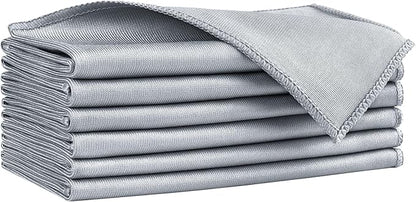 HOMEXCEL Microfiber Glass Cleaning Cloths 6 PK, Lint Free Streak Free, Reusable Microfiber Magic Cleaning Cloth for Cleaning Windows, Glasses, Mirrors, Screens, Stainless Steel, and More, Grey-14”×16”