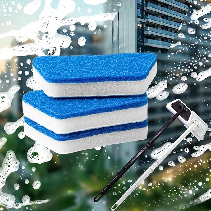 Tub Tile Scrubber Cleaning Sponge, Scrubbing Sponge DIY Cleaning Sponge for Cleaning Shower Bathroom Vessel Sinks Kitchen Toilet Wall Floor 3 Pcs (Replaceable Sponge, Without Handle)