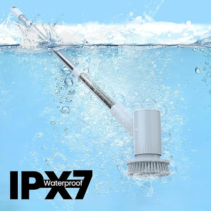 Electric Spin Scrubber - 4500mAh Cordless Cleaning Brush with 6 Brush Heads, 47" Adjustable Handle Relieves Back Pain, IPX7 Waterproof Power Scrubber for Bathroom Shower Floor Tile Bathtub