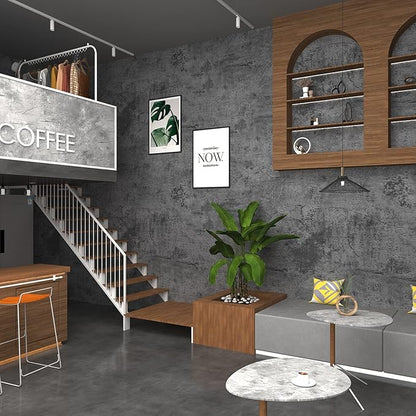 3yecao 31"×157" Extra Thicker Light Blue Grey Black Concrete Wallpaper Peel and Stick 3D Effect Concrete Contact Paper Luxury Vinyl Wrap Matte Textured Look Cement Wall Stickers for Walls Bathroom