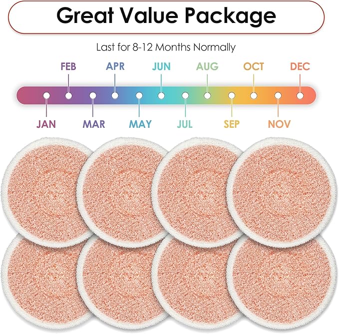 (8 Pack) 3897A Replacement Mop Pads Compatible with Bissell SpinWave SmartSteam Scrubbing Steam Mop 3897A 3712C 3712W, Spinning Scrubbing Mop Pads, Heavy Duty Scrubby Mop Pad, Orange Pads 4 Set