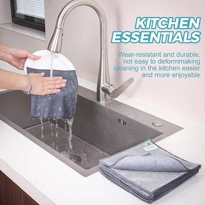 12Pcs New Upgrade 2-Layer Non Scratch Wire Dishcloth,Wire Dishwashing Rag,Reusable Quick-Dry Odor-Free Scrub Cloths for Dishes, Kitchen Cleaning Dish Rags for Cookware,Sinks, Dishes,Stove ﻿