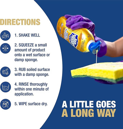 Bar Keepers Friend Soft Cleanser Liquid (2 x 26 oz) Plus Dish Fish Sponge - Multipurpose Cleaner & Rust Stain Remover for Stainless Steel, Porcelain, Ceramic Tile, Copper, Brass & More