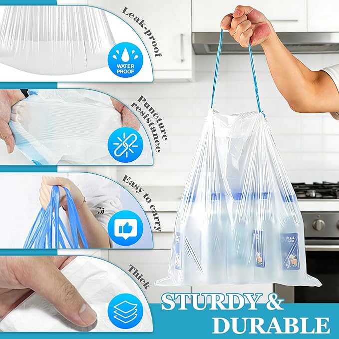 Charmount Small Trash Bags 4 Gallon-1000 Count Drawstring Mini Garbage Bags, Plastic Trash Can Liners for Bathroom Accessories, Bedroom, Dorm Room Essentials, Office