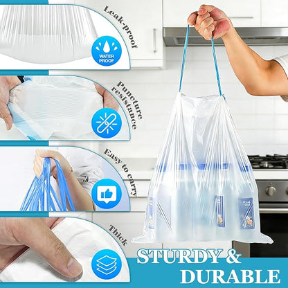 Charmount Small Trash Bags 4 Gallon-1000 Count Drawstring Mini Garbage Bags, Plastic Trash Can Liners for Bathroom Accessories, Bedroom, Dorm Room Essentials, Office
