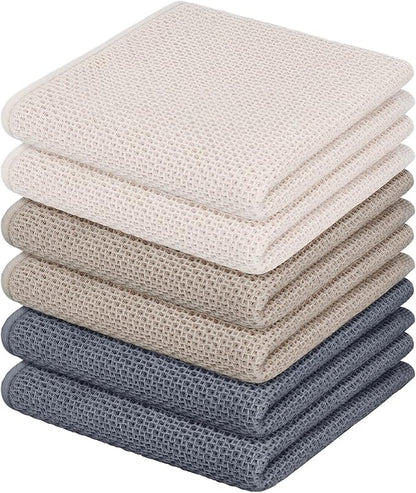 Nialnant 6 Pack Kitchen Hand Towels,Large 100% Cotton Kitchen Tea Towels,Dish Towels for Drying Dishes 13x28 Inches,Multi Color