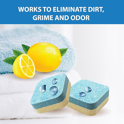 SANI 360° Washing Machine Cleaning tablets, 24 pack is Formulated with Enzyme, Deep Cleans and Deodorizes Front and Top Loading Washers use up to 2-year supply Lemon Scent