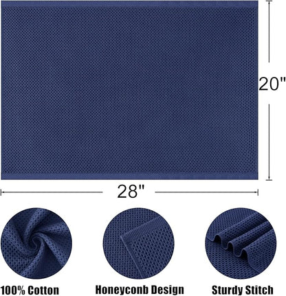 Kitinjoy 100% Cotton Waffle Weave Kitchen Towels (20 X 28 Inches, Navy Blue), 4-Pack Super Soft and Absorbent Dish Towel for Drying Dishes