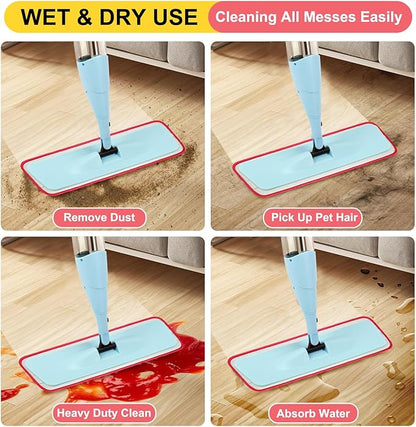 16.5 inch Reusable Mop Pads Microfiber Spray Mop Replacement Heads for Wet/Dry Mops Compatible with Bona Floor Care System (5 Pack)