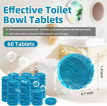 G · PEH Automatic Toilet Bowl Cleaners Tablets, Long Lasting Toilet Bowl Cleaners Tablets Blue Toilet Tank Cleaner Tablets for Freshening & Cleaning for Bathroom 60 Pack
