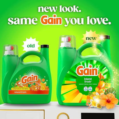 Gain Liquid Laundry Detergent, Now with Odor Defense, Island Fresh Scent, 132 fl oz, 100 Loads (Packaging May Vary)