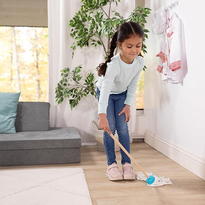 Melissa & Doug Dust Sweep Mop, 6-Pc. Toddler Cleaning Set with Kids Broom & Accessories, Preschool Learning Activities & Kids Toys for Girls & Boys 3+