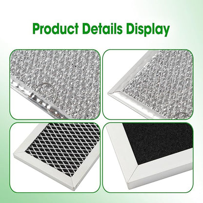 Microwave Oven Grease & Charcoal Filter Compatible with Samsung ME19R7041FS ME19R7041FS/AA ME19R7041FT ME19R7041FT/AA ME19R7041FB ME19R7041FB/AA, 1 Pc Grease Trapping & 2 Pcs Activated Carbon Filter