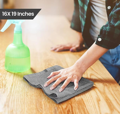 Utopia Towels Kitchen Bar Mops, Pack of 12, 16 by 19 Inches, 100% Cotton Super Absorbent Grey Towels, Multi-Purpose Cleaning Towels for Home and Kitchen Bars