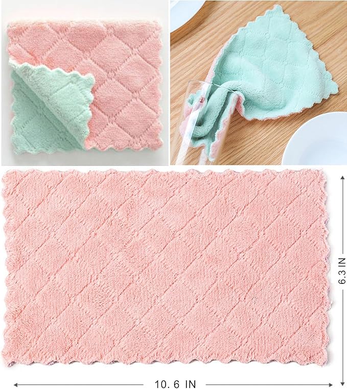 32 Pack Kitchen Cloth, Microfiber Dish Towels Washcloths, Super Absorbent Coral Velvet Dishtowels, Premium Cleaning Cloths,Non-Stick Oil Quick Dry Dish Towels, Soft Tea Towel, Table Cleaning Cloths.