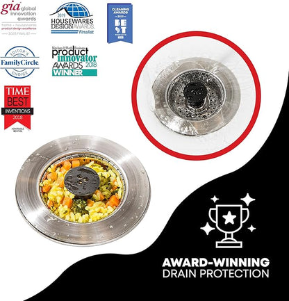 Kitchen SinkShroom Revolutionary Clog-Free Stainless Steel Sink Strainer, Black, 1-(Pack)