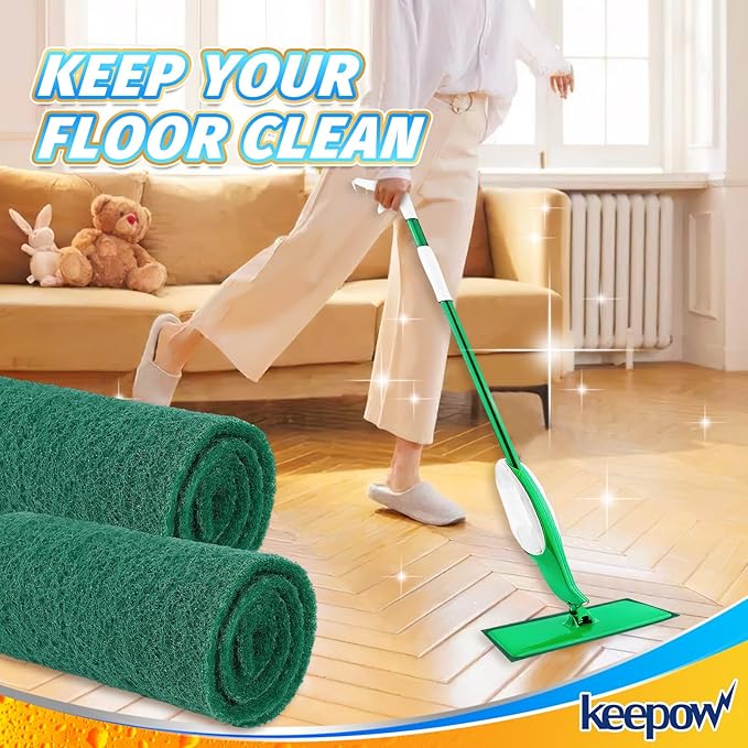 KEEPOW Scrub Mop Pads Replacement Compatible with Libman Freedom Spray Mop, Mop Scrubber Attachment for Floor Cleaning, Fit for Rubbermaid and Turbo & Other 18 Inch Microfiber Mops