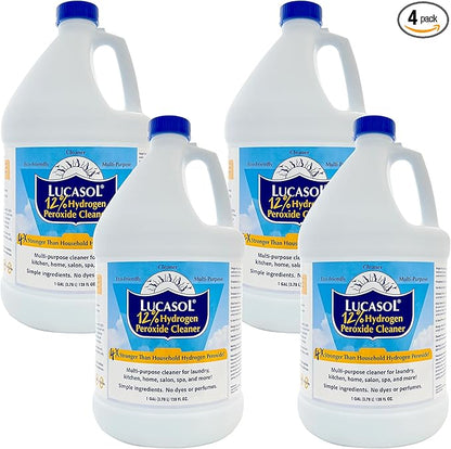 Lucasol Food Grade Hydrogen Peroxide 12% Percent - 4 Gallons (4 x 128 Fl Oz)