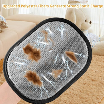 Electrostatic Pet Hair Removal Glove - Reusable, Washable Mitt for Furniture, Carpet, Car Seat & Clothing - Efficient Cat & Dog Hair Remover