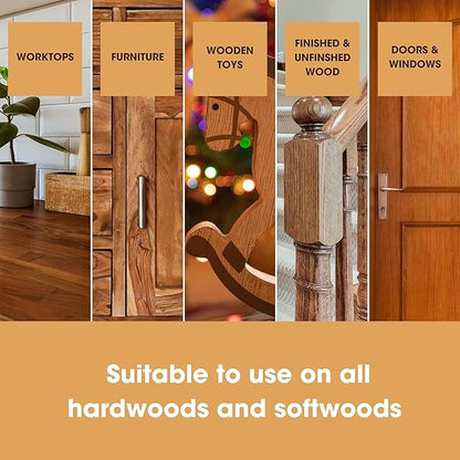 Furniture Clinic Wood Wax & Polish | Clean, Nourish & Protect Wood Furniture & Kitchen Cabinets from Dryness & Scratches | Orange Oil & Beeswax | Use on Treated & Untreated Surfaces (17oz / 500ml)