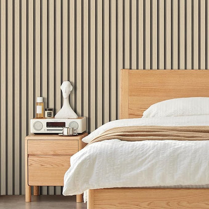 Arthome Wood Slat Wallpaper 17''x393'' Peel and Stick self Adhesive Wood Wallpaper PVC Vinyl Decorative Removable Wallpaper Waterproof Faux Wood Grating Stripe Contact Paper for Living Room (Oak)