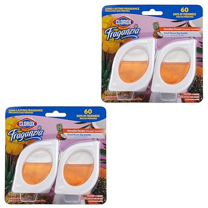 Clorox Fraganzia Small Rooms Air Freshener, Island Escape Scent - Peel & Place Air Freshener, No-Plug, Battery-Free for Closets, Laundry Room, Entry Way, Bathroom, Locker, 0.25 Fl Oz Each, 4 Count