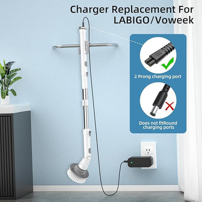 9V Charger Compatible with LABIGO Electric Spin Scrubber, Replacement Charger for Labigo Cordless Spin Scrubber LA1 Pro, for Voweek VWS211 Power Supply Cord