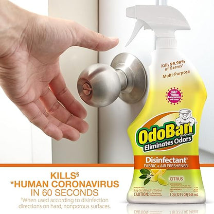 OdoBan Ready-to-Use Disinfectant and Odor Eliminator, Made in the USA, Citrus Scent, 32 Ounce Spray Bottle