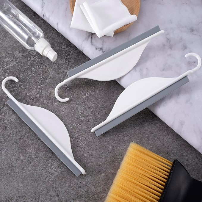 Nuorest 3 pcs Tiny Shower Mirror Squeegee for Bathroom, Window Squeegees for Shower Doors, White Window Wiper Scraper Cleaner Tool, All-Purpose Cleaning Tool for Window, Door, Coutertop, Mirror