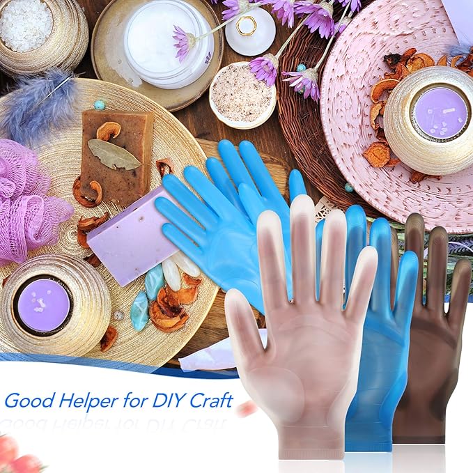 Geyoga 3 Pairs Silicone Gloves for Epoxy Resin Casting Reusable Waterproof Epoxy Gloves Safe Silicone Finger Protectors for DIY Jewelry Making Work Crafts