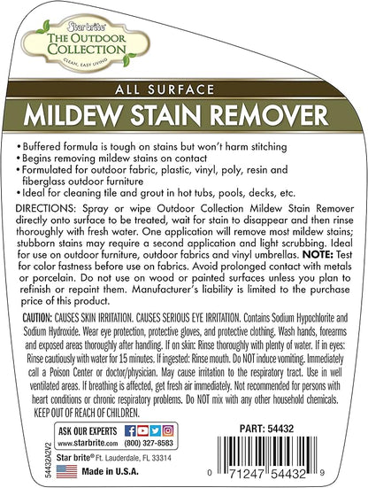 STAR BRITE Outdoor Collection All Surface Mold Stain & Mildew Stain Remover Spray - Cleans & Removes Stains on Contact - 32 OZ Spray (054432)