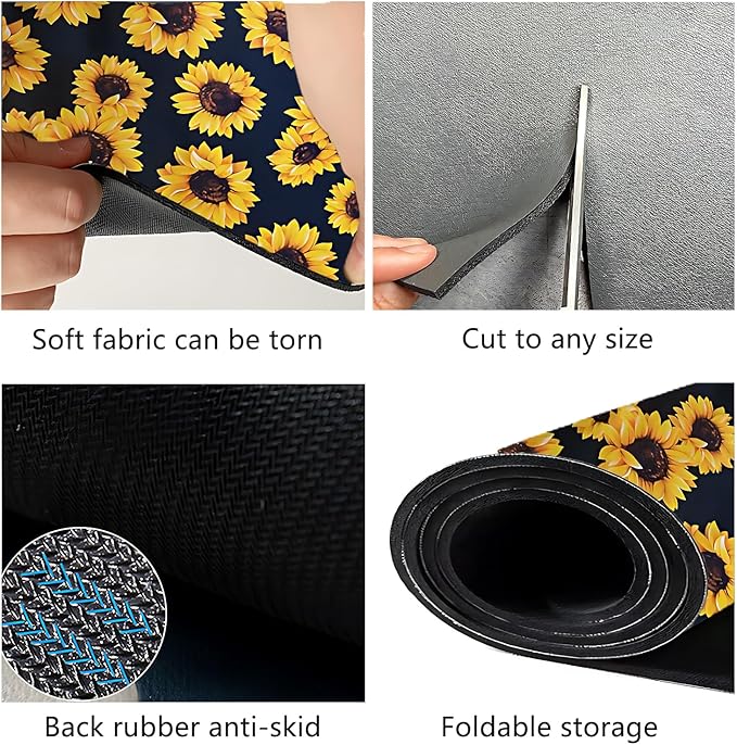 Dish Drying Mat Foldable Fall Kitchen Drying Mat Absorbent Sink Mat Multi-Purpose Coffee Pad Easy To Clean,Kitchen Gadgets,sunflower decor(sunflower) (12*16inches)