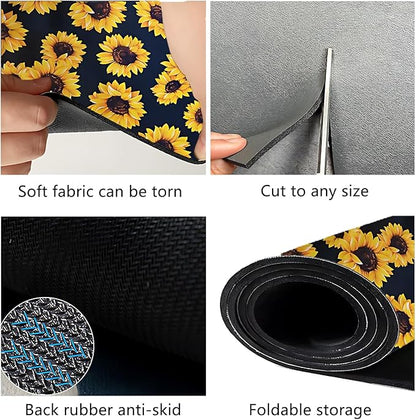 Dish Drying Mat Foldable Fall Kitchen Drying Mat Absorbent Sink Mat Multi-Purpose Coffee Pad Easy To Clean,Kitchen Gadgets,sunflower decor(sunflower) (17inches*30inches)