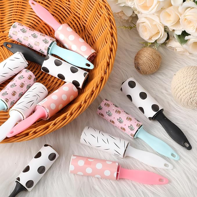 Hushee 24 Pcs Mini Lint Rollers for Pet Travel Size Clothes Roller Hair Lint Removers Sticky Tool for Clothes, Gift Bags, Pet Hair Removal
