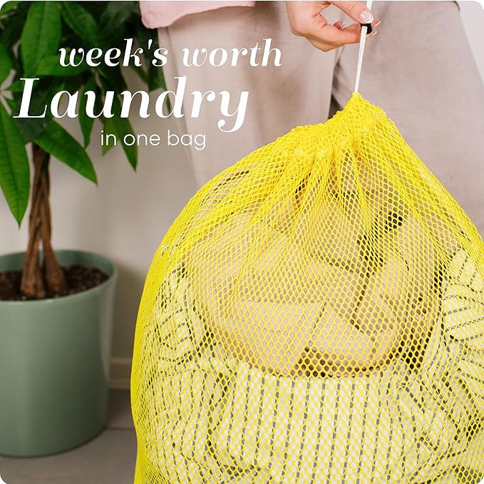 Handy Laundry Mesh Laundry Bag, Extra Large 24" x 36" – Heavy Duty, Durable Polyester with Secure Drawstring Closure, Machine Washable, Ideal for Delicates, College Dorms, Travel, Storage – Yellow