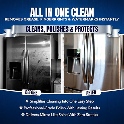 Sheila Shine Stainless Steel Cleaner & Polish – 1 Quart (32 fl oz) – Removes Fingerprints, Protects & Restores Shine on Stainless Steel, Chrome & Metal Surfaces