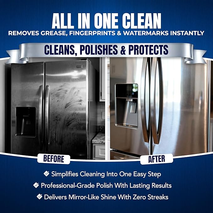 Sheila Shine 1 Quart Stainless Steel Cleaner and Polish - Cleans, Polishes & Protects Kitchen Appliances, Refrigerators, Sinks, Ovens & Grills - Spray & Polish Stainless Steel Cleaner