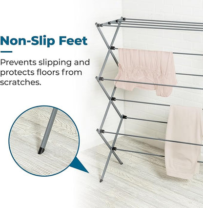 Honey-Can-Do Collapsible Laundry Drying Rack, Sturdy Steel, Foldable & Portable Clothes Drying Rack, Space-Saving Design, Indoor & Outdoor Drying, Ideal for Laundry Room 50lb Capacity, Silver