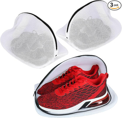 Vivifying Shoe Washing Bag, Set of 3 Mesh Shoe Laundry Bags with Zip Closure for Sneakers, Running Shoes, Socks, Bras