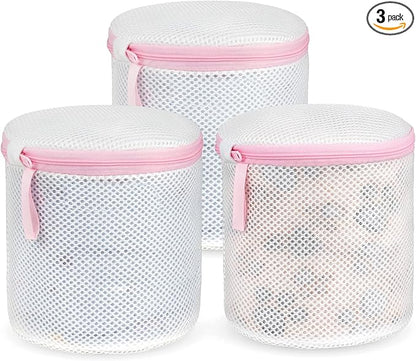 Ainiv Mesh Laundry Bags, 3PCS Bra Laundry Bags with Zips, Bra Wash Bags Mesh Wash Bags, Reuse Washing Machine Bag for Delicates, Blouse, Hosiery, Underwear, Lingerie, Baby Clothes