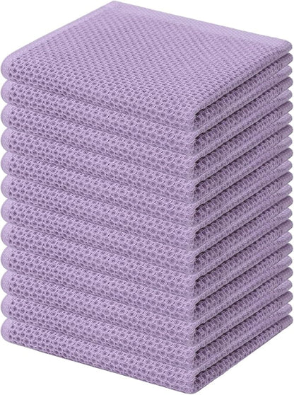 Kitinjoy 100% Cotton Kitchen Dish Cloths (12 X 12 Inches, Lavender), 12 Pack Waffle Weave Ultra Soft Absorbent Dish Towels for Drying Dishes Quick Drying Kitchen Towels Dish Rags
