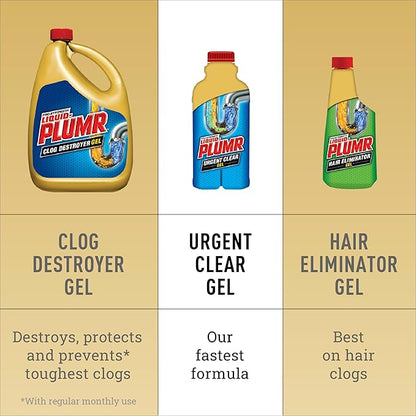 Liquid-Plumr Pro-Strength Urgent Clear, Liquid Drain Cleaner, 17 Ounces