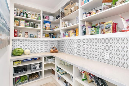 GloryTik 17.3" x 197"Gray and White Contact Paper Self Adhesive Removable Shelf Liners Peel and Stick Embossing Shelf Liners for Kitchen Cabinets Drawer