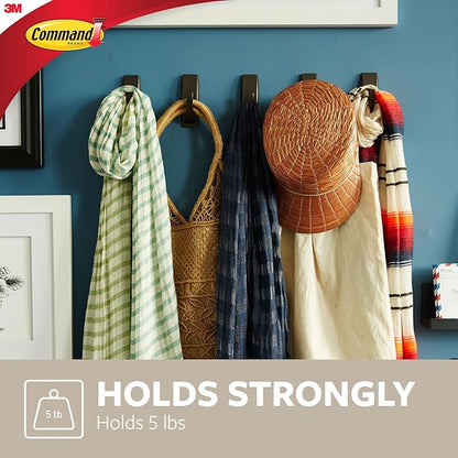 Command Large Modern Reflections Metal Hook, Brushed Nickel, 1-Hook, 2-Strips, Decorate Damage-Free