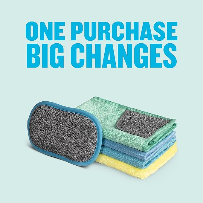 E-Cloth Essential Starter Pack - Microfiber Cleaning Cloth Kit, Window, Glass, & Kitchen Cleaning Towels, Washing up Pad, Streak Free & Shiny Finish, Cleans with Just Water, Machine Washable, Reusable